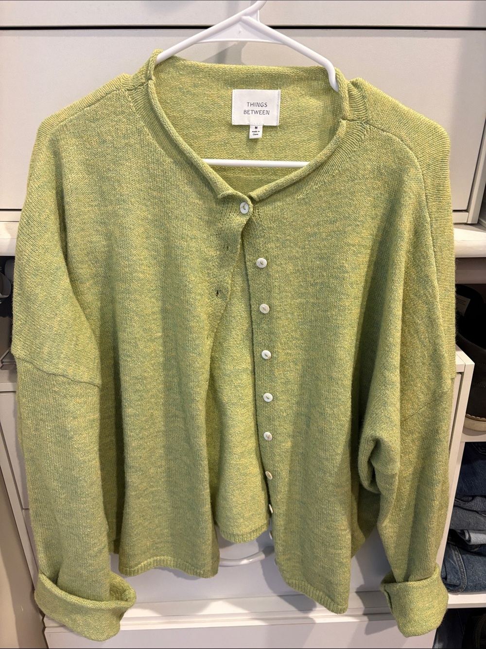 Things Between Women’s Light Green Button-Front Sweater